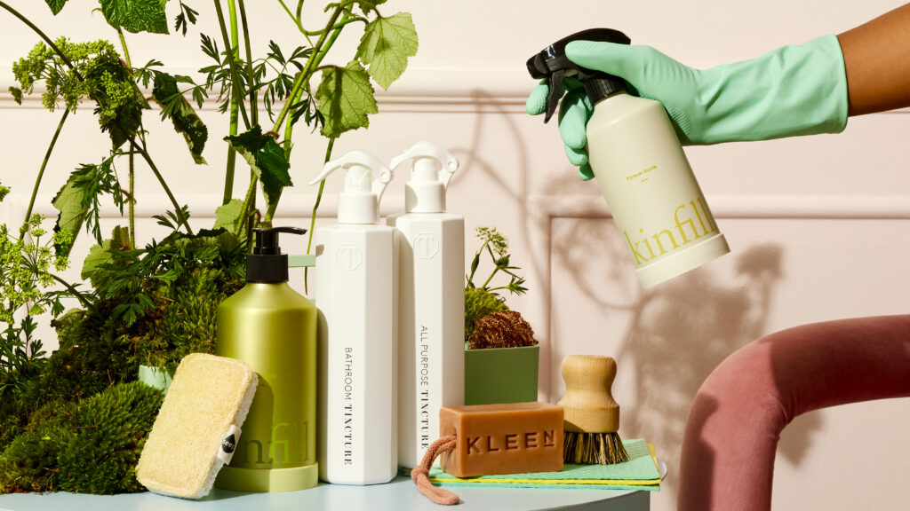 cleaning products being used